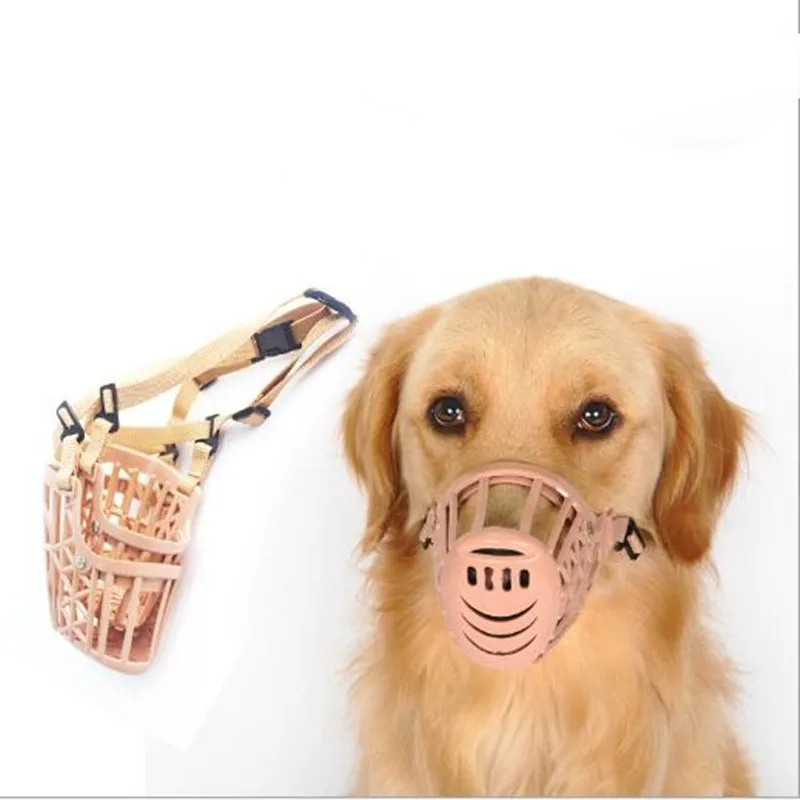 New 1Pcs 7 Sizes Plastic Brown Strong Dogs Muzzle Basket Design Anti biting Adjusting Straps