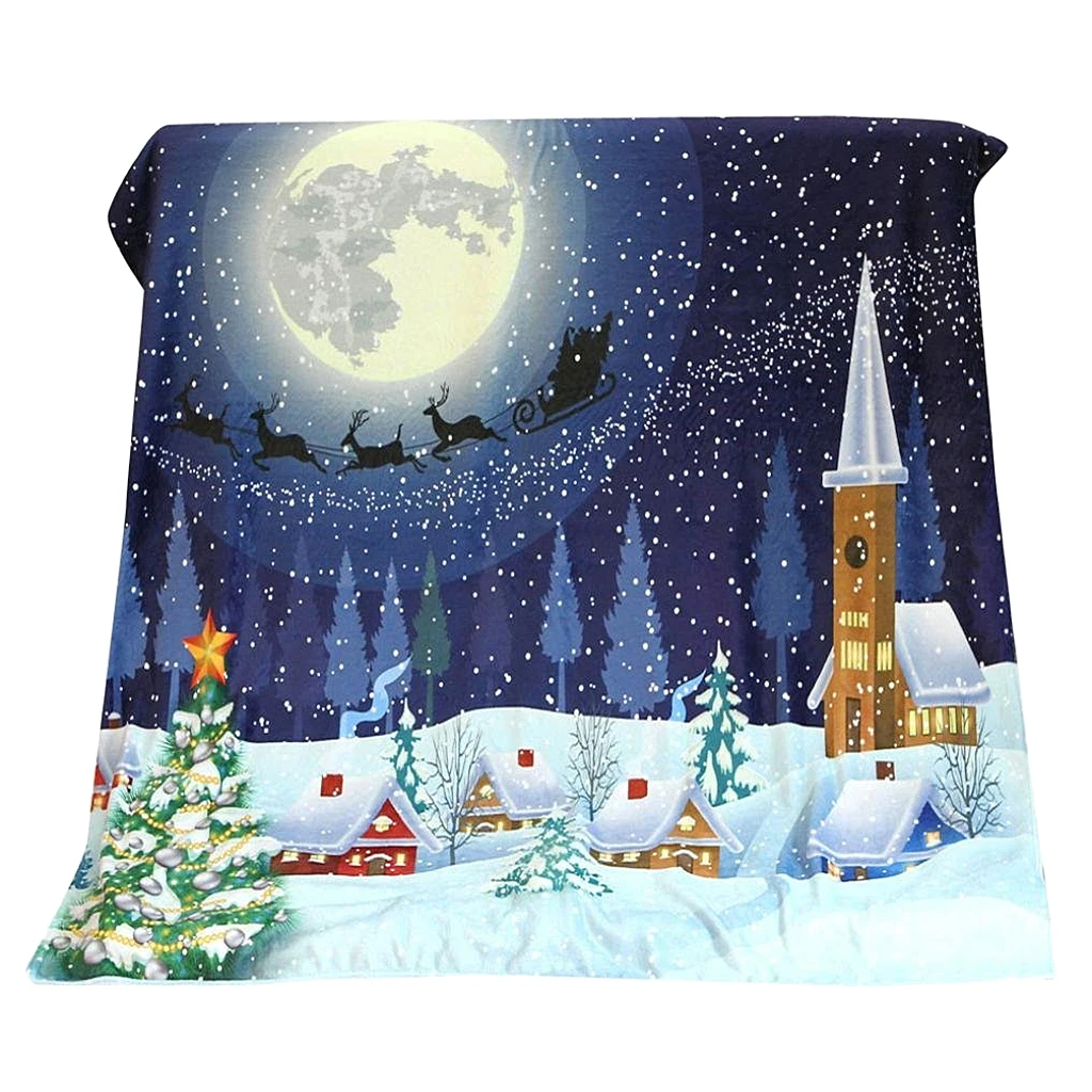 Мягкое Фланелевое рождественское покрывало с двойным флисом w/Рождественский принт, мягкое теплое одеяло для дивана, одеяло для тавелинга, кемпинга, товары для домашнего декора