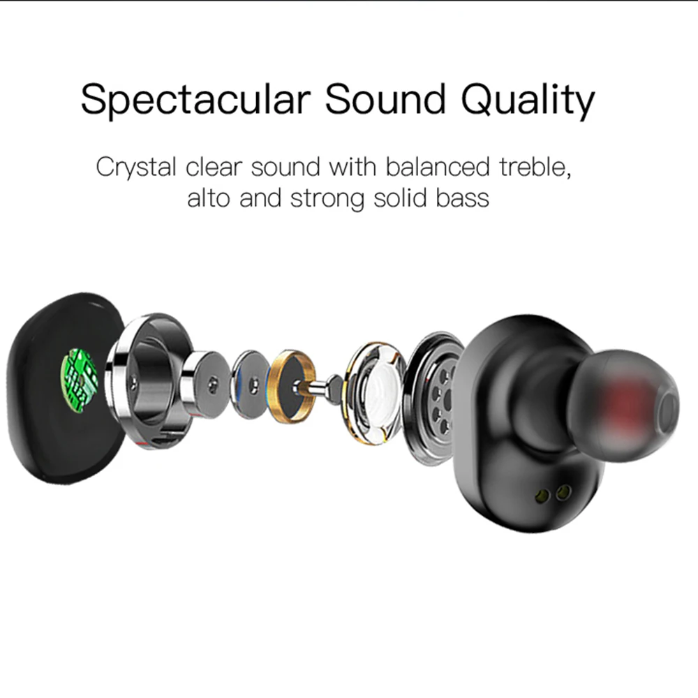 Мини карманные TWS Bluetooth наушники беспроводные музыкальные звонки Сири, голосовой наушники HD звук супер басовые наушники с зарядным устройством 800 мАч