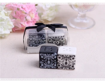

Black and White Damask Ceramic Salt and Pepper Shakers 50SET/LOT wedding bridal shower favors gifts 2PCS/SET Free Shipping
