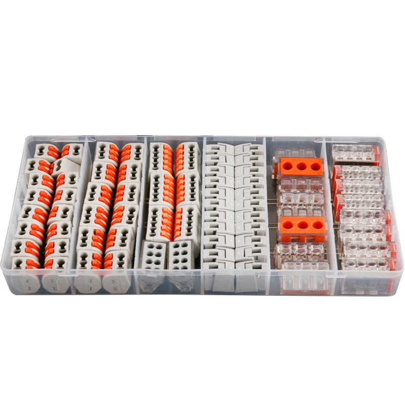 

74Pcs/Box 7 in 1 Hard Wire Connecting Terminal 1/2/3/4/5/8 Pin Conductor Terminal Block with Lever Universal Compact Wire