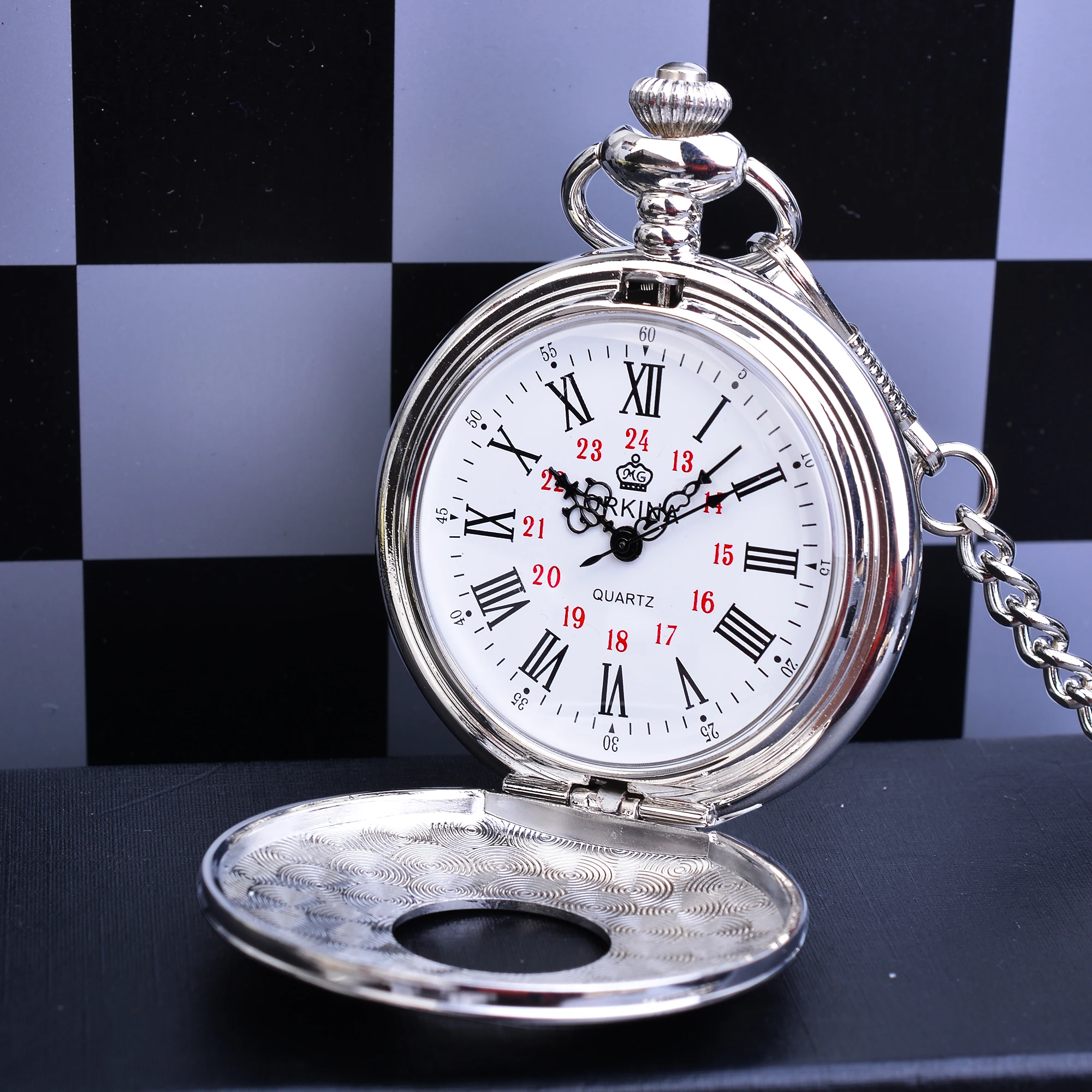 Classic Silver Pocket Watch Men Fob Watches Clock Roman Number Hunter Hand Wind Mechanical Relogio De 1