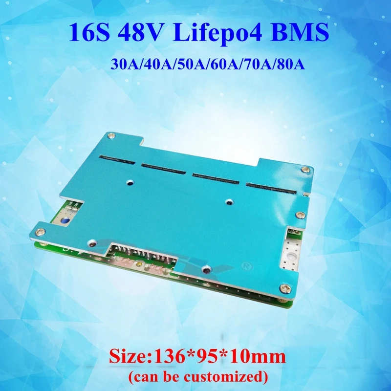 

16S 48V 30A 40A 50A 60A 70A 80A Lifepo4 BMS with LED balanced function 48v 16S bms Electric motorcycle battery DIY accessories