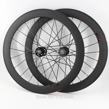 

New 700C 60mm Fixed gear bike matte 3K full carbon fibre bicycle clincher tubular rims carbon wheelsets 23 25mm width Free ship