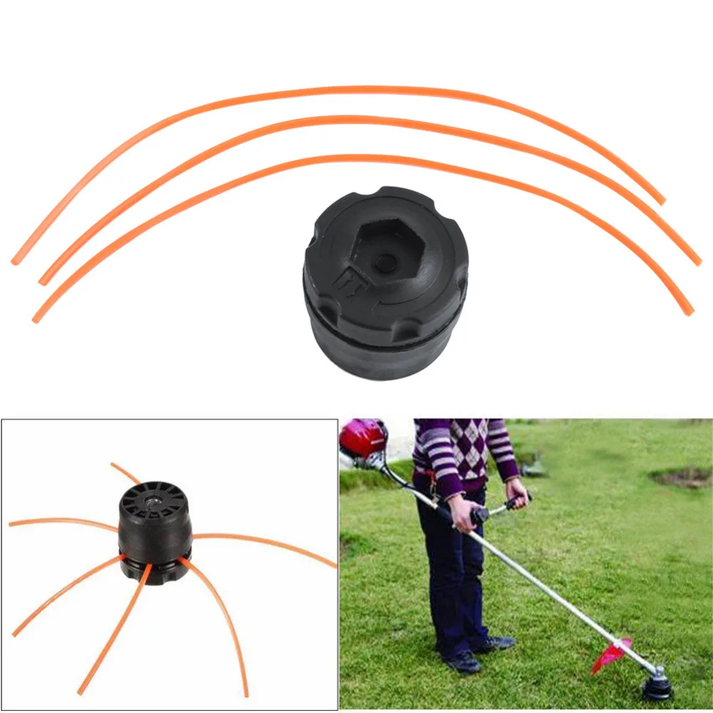 

Universal ABS Plastic Line Bump Cutting Trimmer Head with 3 Mowing Ropes Set For Lawn Brush Cutter Strimmers Replacement