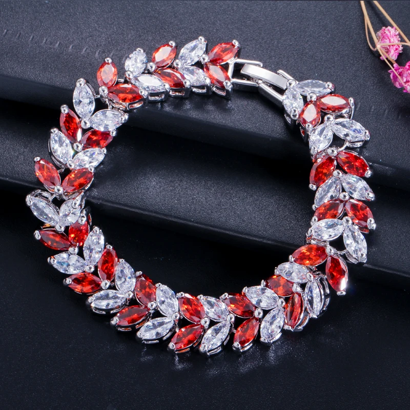 CWWZircons Высокое качество для женщин CZ свадебные украшения роскошный большой австрийский красный браслет из пурпурных кристаллов с кубическим цирконием CB141