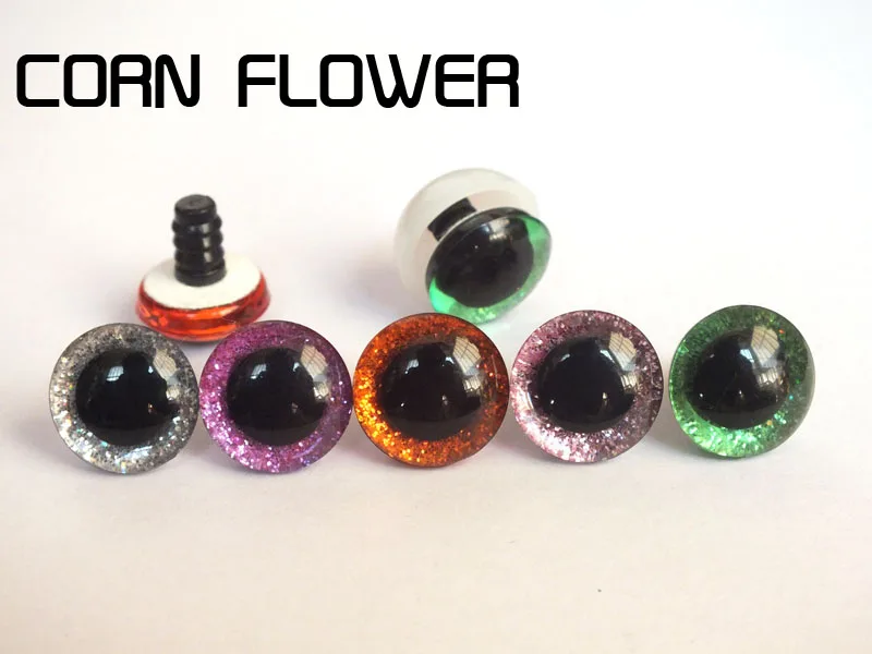 Mixed colors 50pcs/lot new design 16mm&20mm&24mm clear trapezoid plastic safety toy eyes + glitter Nonwovens + washer