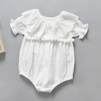 

Baby Clothing 2017 Newborn Baby Girl Romper lace Clothes tassel short Sleeve Infant Lotus leaf collar toddler clothing