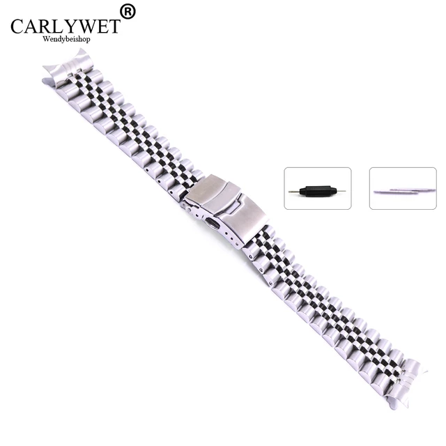 Carlywet 22mmSilver Jubilee Solid Screw link Hollow CurvedEnd