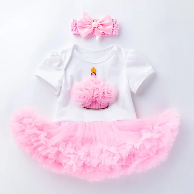 Розовое Кружевное Платье-пачка для маленьких девочек на день рождения, праздничная одежда для детей от 1 года до 2 лет Летнее Детское платье Одежда для младенцев, R82 - Цвет: 3