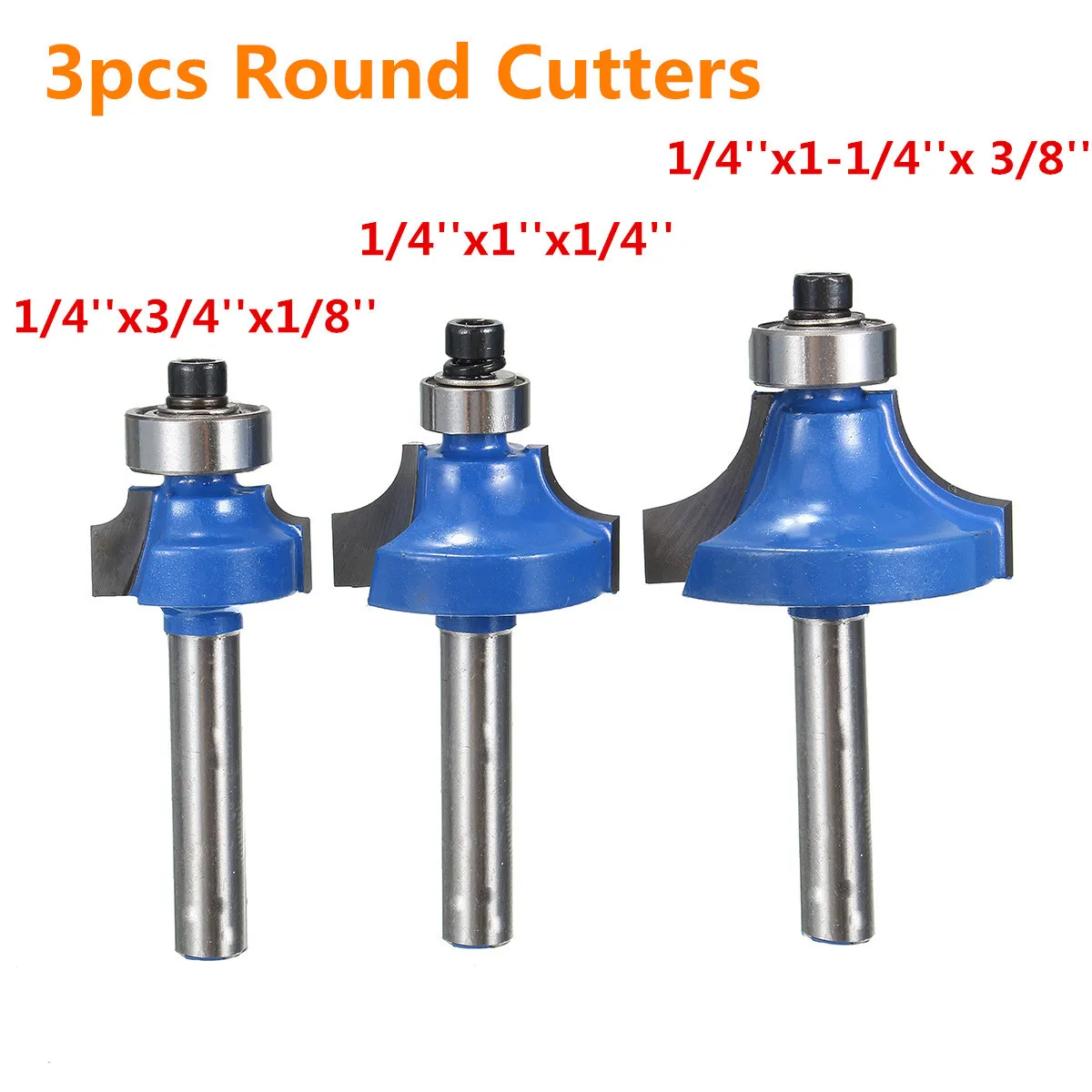 

3pcs 1/4 Inch Round Shank Router Bits Trimming Cutter Straight End Mill Trimmer Cleaning Flush Trim Corner Wood Working Tool