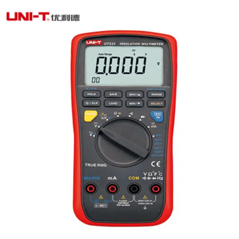 UNI-T UT533 RMS Auto 50~1000V Insulation Earth Digital Resistance Meter Capacitance Temperature Tes