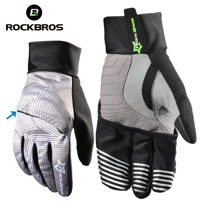 

ROCKBROS Winter Waterproof Bicycle Gloves Touch Screen Fleece Cycling Bike Gloves With Cover Snow Skiing Snowboard Ski Gloves