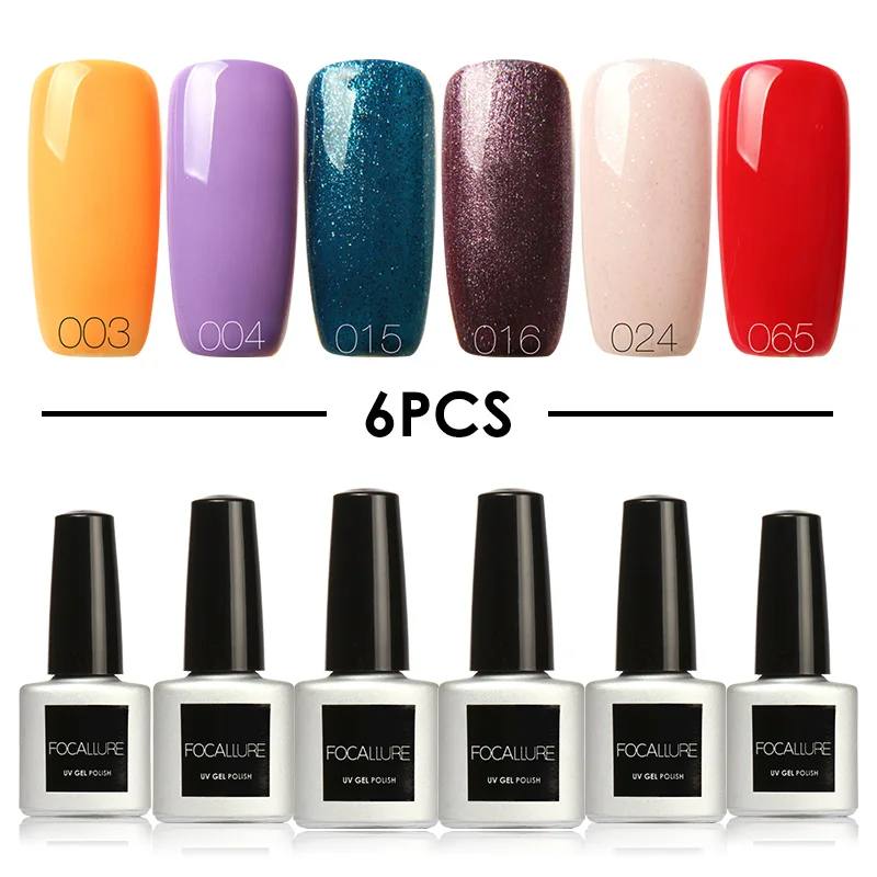 

FOCALLURE 6Pcs/Lot Newest Nude Pink Color Set LED Nail Gel Professional French Manicure Gel Nail Polish Set Cheap Price 7ML