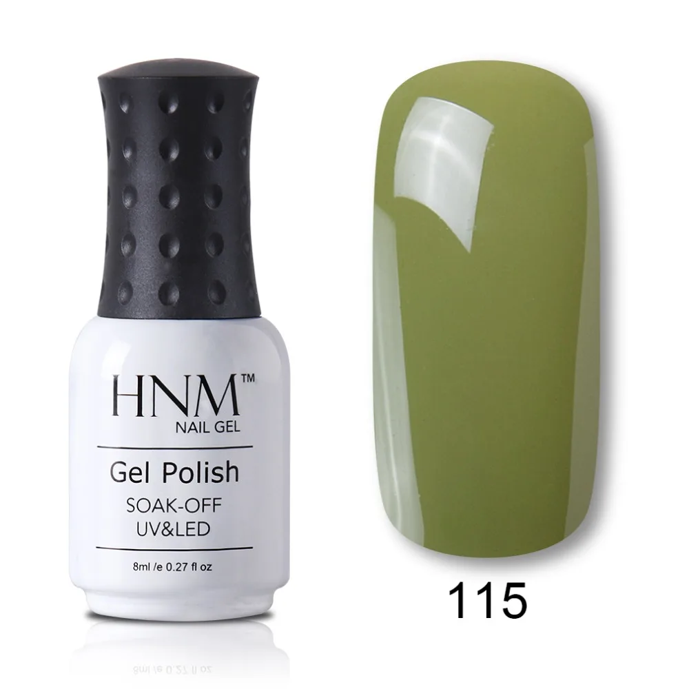 HNM 8 мл УФ-гель для ногтей Зеленый чистый Glliter Цвет замочить от ногтей Гель-лак для ногтей искусство УФ-светодиодный светильник основа верхнее покрытие