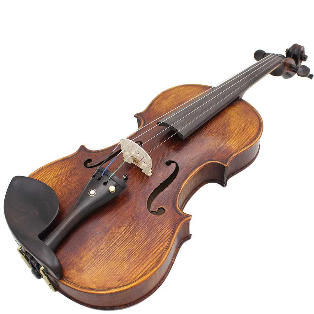 4/4 Full Size Handcrafted Solid Wood Acoustic Violin Fiddle with Carrying Case Tuner Shoulder Rest String Cleaning Cloth Rosin | Спорт и