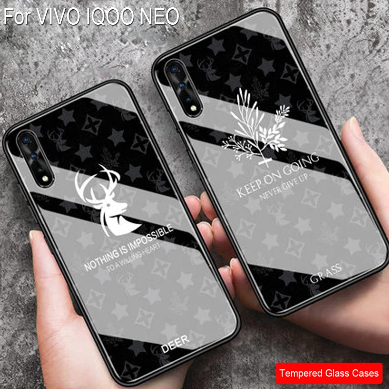 

Casing For VIVO IQOO NEO Tempered Glass Soft silicone Deer Grass Back Cover Shell For VIVO IQOO NEO neo Cases Funda