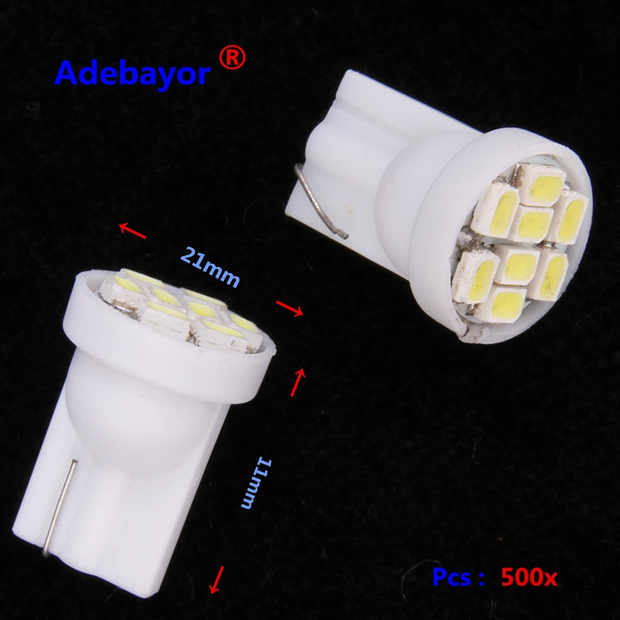 500 X Auto LED T10 194 W5W 8 led 1206 smd 3020 cuña de luz LED Bombilla lámpara 8SMD blanco rojo azul amarillo verde rosa