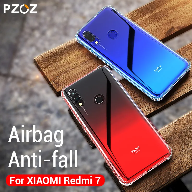

PZOZ Case For Xiaomi Redmi 7 7A Redmi7 Phone Protection Transparent Clear Case Shockproof Anti fall Luxury Silicone Cover Shell