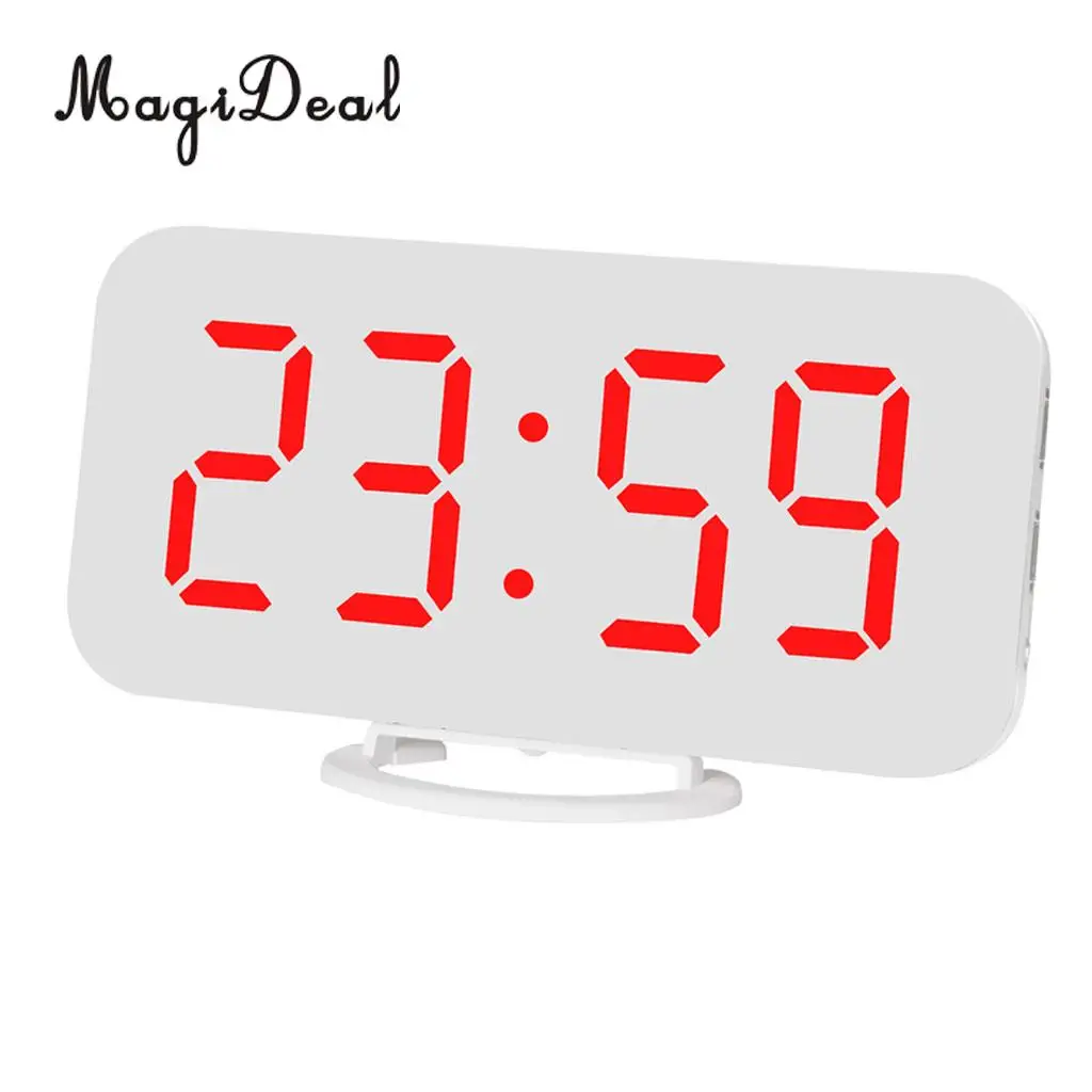 Phone Charging USB Alarm Clock Digital Clock with Large Easy-Read LED Display Diming Mode Snooze Function Mirror Surface