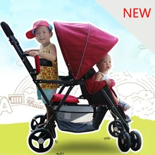 New Arrives Twins Baby Stroller Car Shockproof Universal Baby Trolley Two Seat Folding Easy Baby Cart