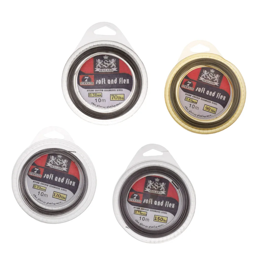 10m Durable Bite-Proof Stainless Steel Coating Fishing Wire Leader Jigging Line Trace 70/90/120/150LB Fishing Lures Leader