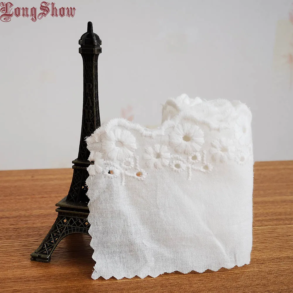 

1/Lot 5Yards White Colour Pure Cotton Cloth Embroidery Lace Trim DIY Apparel Sewing Lace Border