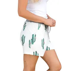 Женские шорты с карманом на талии с принтом кактуса для лета XIN-доставка