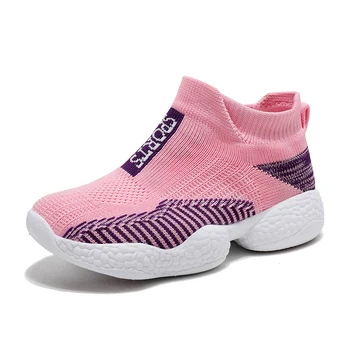 

Girls autumn Fashion Brand Reflective Sneakers Kid/teen Elastic band Slip On Casual Trainers Children School Shoes