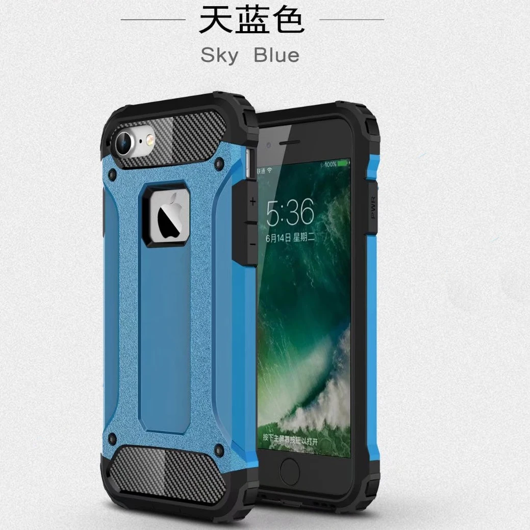 Прочный гибридный жесткий противоударный защитный чехол для телефона для iPhone X, 5, 5S, SE, 7, 8, 6, 6S Plus, жесткий прочный противоударный чехол, Fundas capa - Цвет: Blue