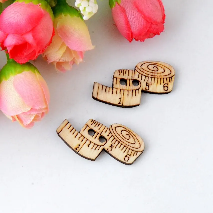 

Free Shipping Retail 50pcs Natural 2 Holes Sewing Machine Style Rule Wood Buttons Sewing Scrapbooking 30x19mm F0792