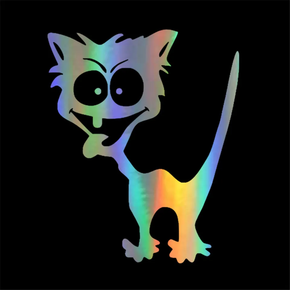11cmX13cm Car Sticker Car Styling Cartoon Funny Cat Logo Decal Auto Creative Stickers External Accessories BlackSilverLaser (4)