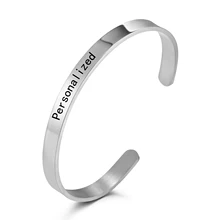 Простой браслет из нержавеющей стали, 5 мм, 6 мм, с гравировкой имени, для мужчин и женщин, индивидуальный браслет с надписью и датой, подарок для друзей