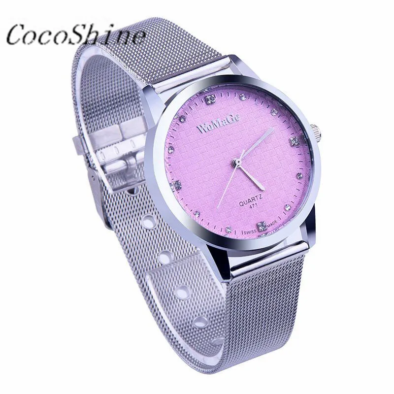 

CocoShine A-711 Luxury Women Stainless Steel Mesh Quartz Wrist Watch wholesale Free shipping