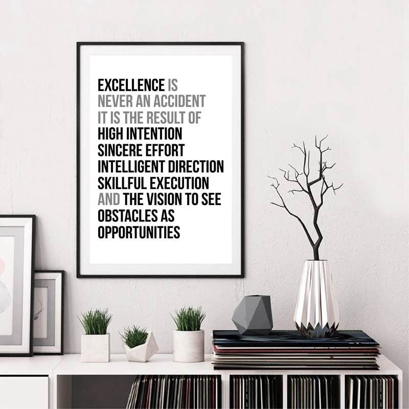 Excellence Is Never An Accident Quote Wall Art Canvas Painting Work Motivation Quotes Poster And Print Wall Picture Office Decor Buy At The Price Of 2 57 In Aliexpress Com Imall Com
