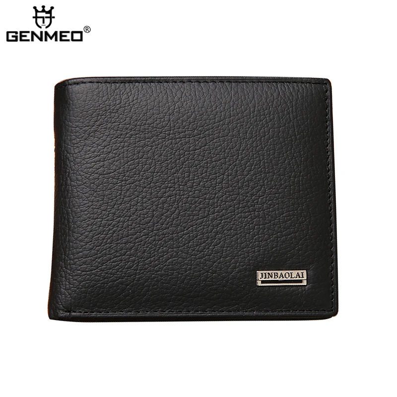 

GENMEO New Arrival Genuine Leather Wallets Men Cow Leather Purse with Card Holders Men Clutch Bag for Cards and Money Bolsa