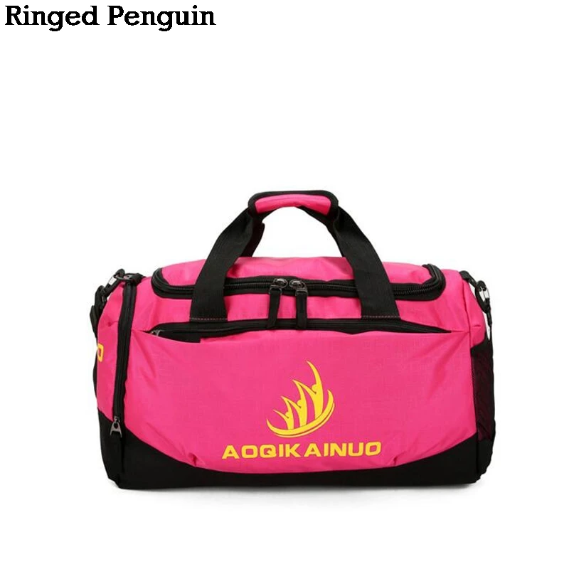 Ringed Penguin Travel Bags with Independent Shoes Storage Weekender