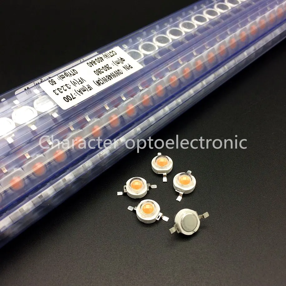 

50pcs 1W/3W high power led Lamp Bead plant grow light Bulb full spectrum 400-840nm Chip 3.2-3.4 700mA180-200LM