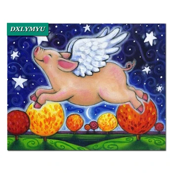 

5d Diamond Painting Cartoon Flying pig Diy Diamond Embroidery Cross Stitch animal Home Decor Full Art Mosaic drawing Gift