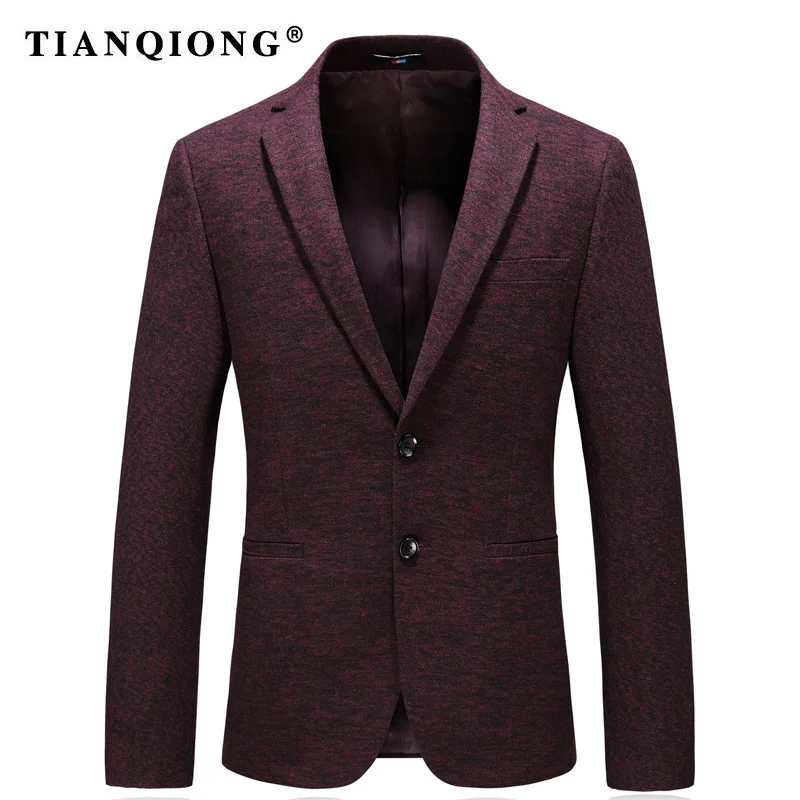 TIAN QIONG мужской костюм с блейзером, приталенная шерстяная куртка, повседневные темно-синие мужские блейзеры, однобортное пальто с двумя пуговицами для мужчин - Цвет: 8121