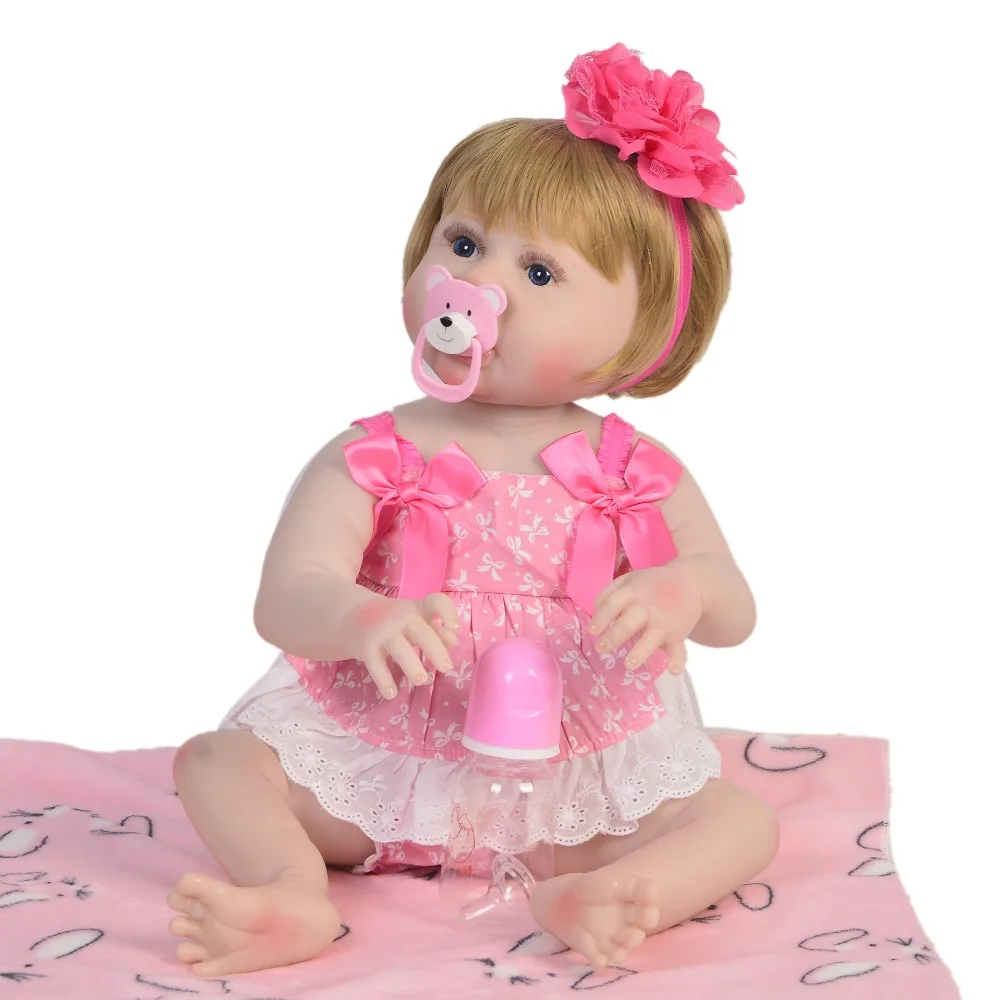 

New Princess Doll Reborn 23'' Silicone Vinyl Full Body Reborn Dolls Babies Girl with Wig Baby Toys Playmates For Kids XMAS Gifts