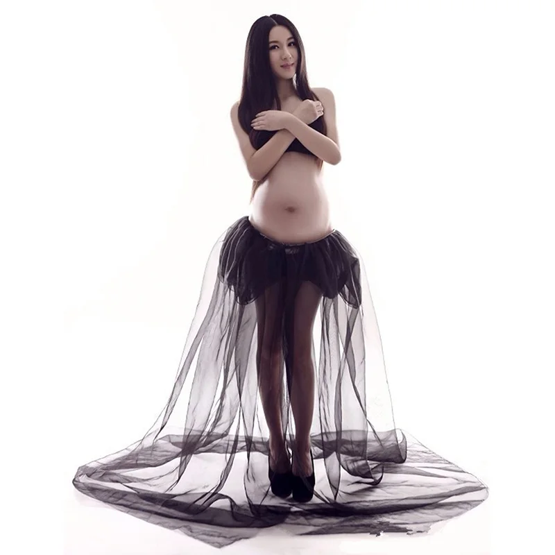 

Maternity gown photography props black voile maternity photography fancy props dress pregnancy robe maternity shooting Free Size
