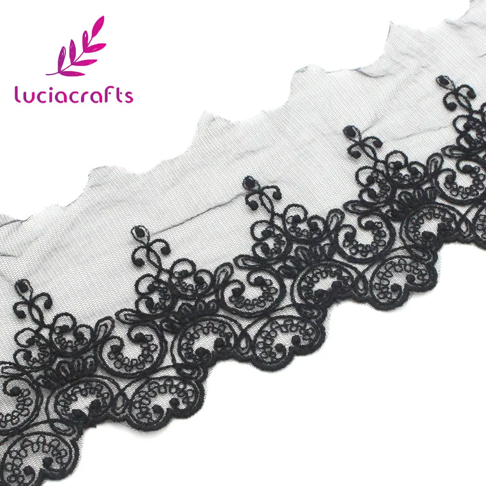 Lucia crafts, 1 год/3 года, 125 мм, вышивка, ткань, кружево, черный, белый цвет, Милая Кружевная отделка, сделай сам, материалы для рукоделия, аксессуары для одежды, R0507