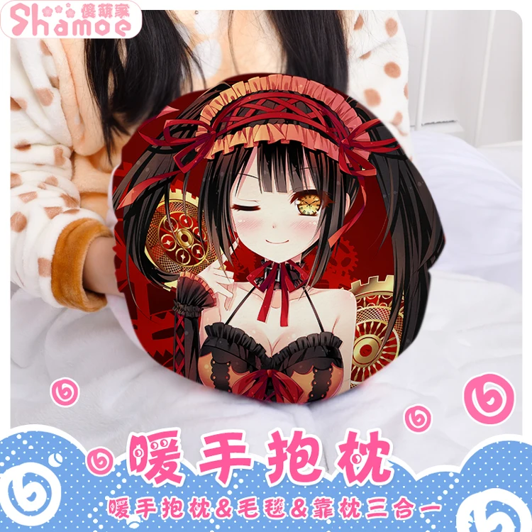 

Cute Anime DATE A LIVE Tokisaki Kurumi Cosplay Round Plush Doll Cushion Hand Warmer Pillow Stuffed Toys Christmas Gift
