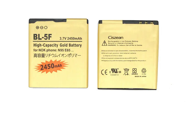 Ciszean 2 шт./лот BL 5F BL5F Золотая сменная батарея для Nokia N95 N93 N93i N96 N98 N99 E65 6210 6290 6210S 6210N