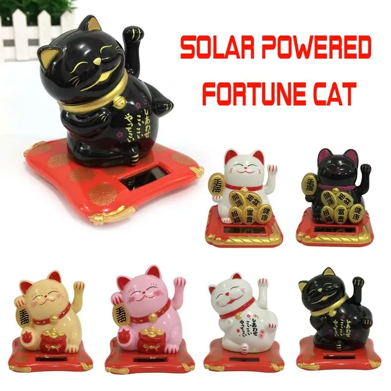

Cute Welcoming Fortune Symbol Figurine Paw-waving Fortune Cats Solar Powered Dancing Flip Swinging Dancer Children's Kids Toys