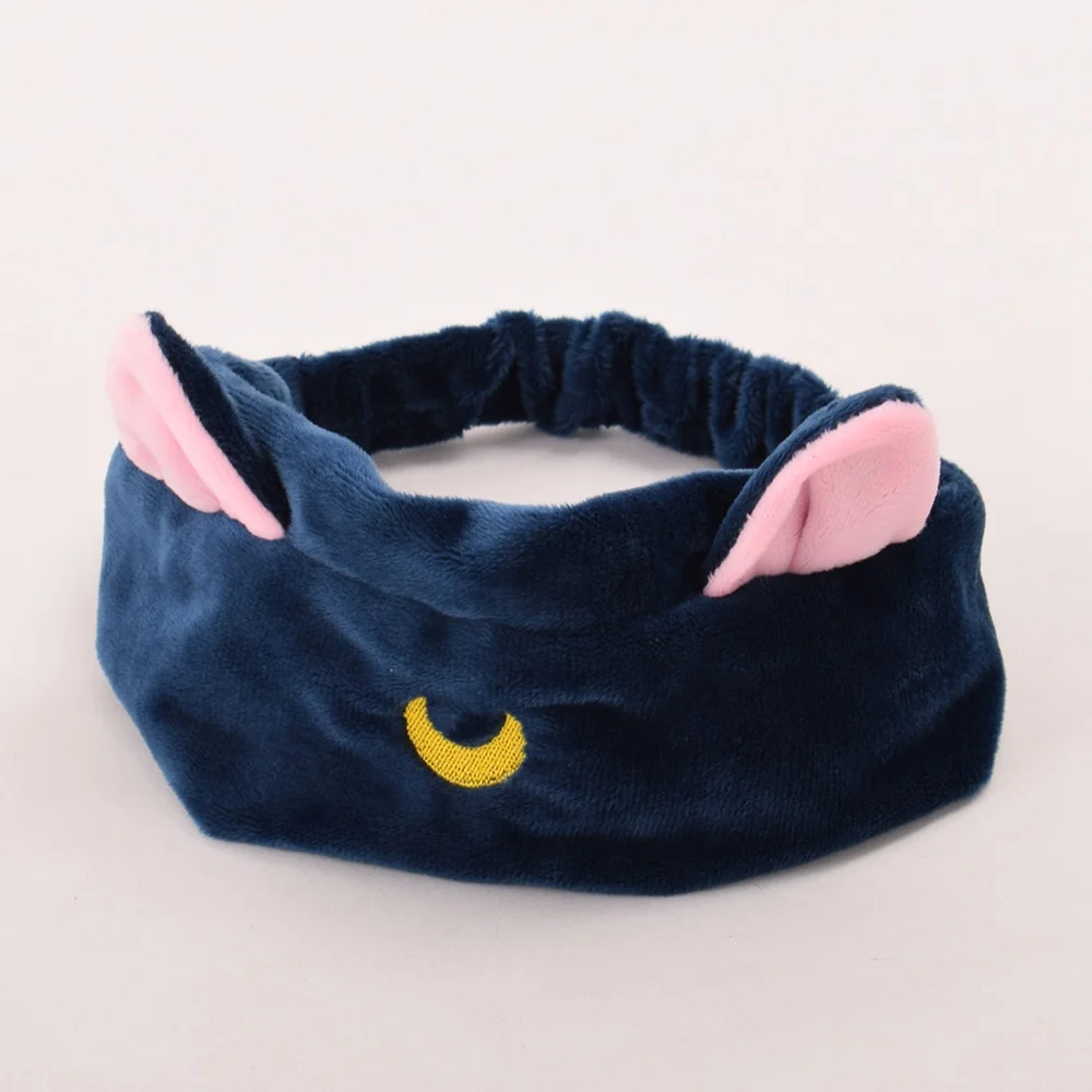 

1pc Girls Casual Cartoon Elastic Headband Moon Embroidered Pattern Cat Ears Hair Band