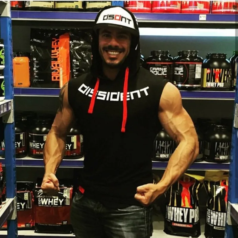 

Muscleguys Brand Gyms Clothing Fitness Men Tank Top hooded Mens Bodybuilding Stringer Tanktop workout Singlet Sleeveless Shirt
