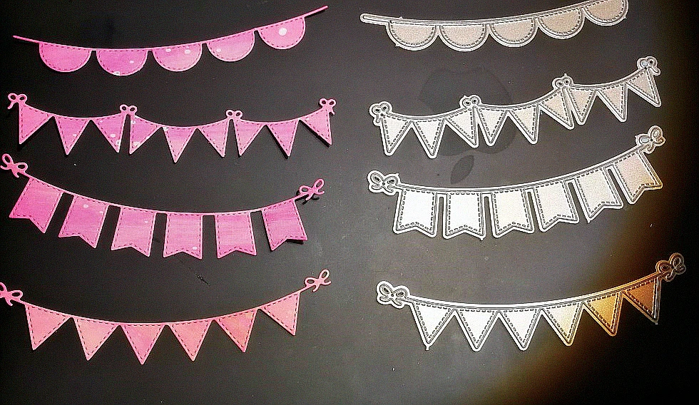  122*97mm 4Pcs Triangles Banner Metal Cutting Dies 3D DIY Scrapbooking Carbon Sharp Craft Die Photo  - 33001553582