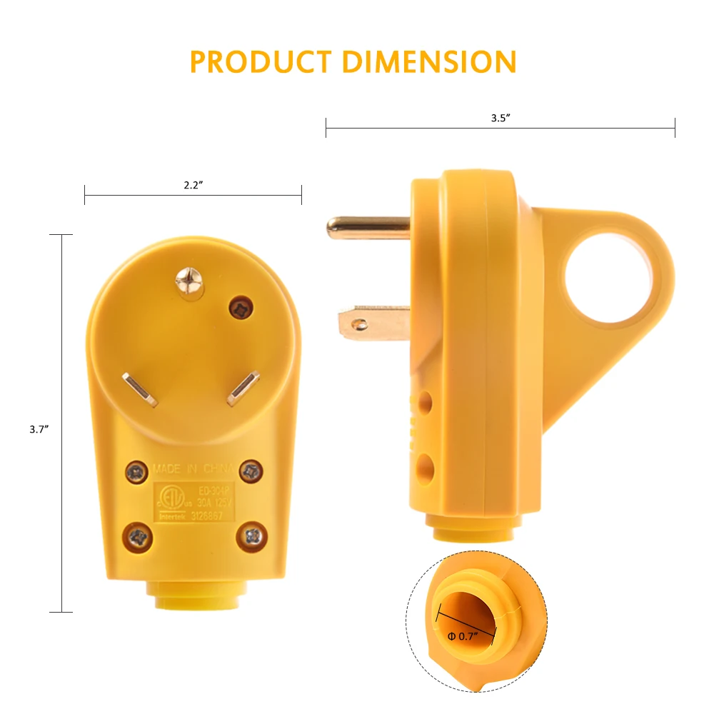 MICTUNING 125 в 30 Ампер сверхмощный RV Замена штекер высокое качество желтый Camper 30A мужской разъем с эргономичной ручкой